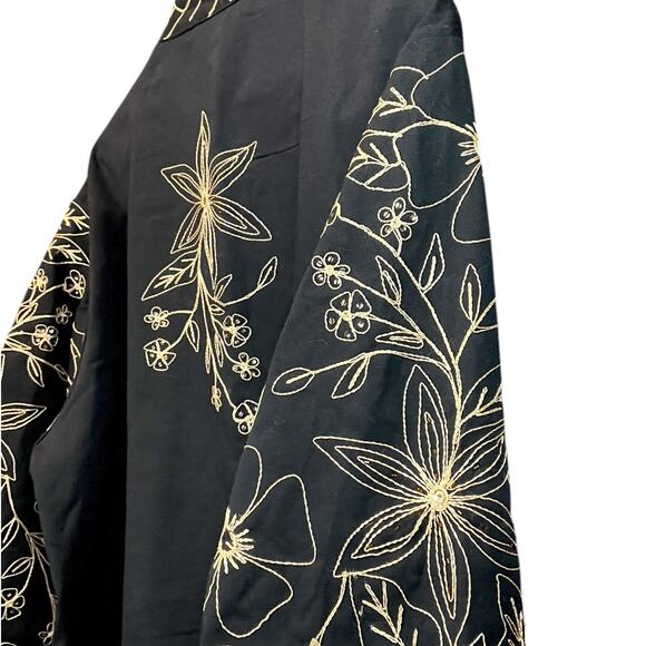 VTG NWOT Life Style Plus Floral Embroidered Amber Beaded Cotton Button Up Top 2X - Picture 4 of 16
